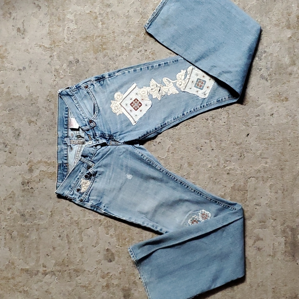 Lucky Brand Light Blue Embroidered Bootcut Jeans